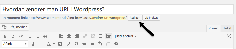 Ændre URL i WordPress